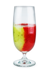 Glass of red-green strawberry-kiwi smoothie