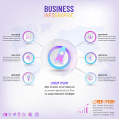 Business creative concept infographic with 6 options, steps, processes. Vector illustration