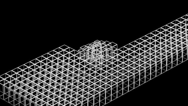 4k abstract box matrix generation process,tech web background.