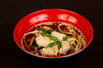 Miso soup with salmon