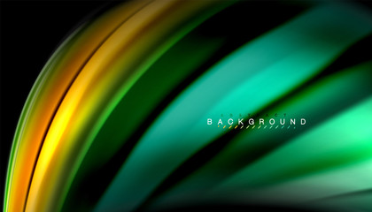 Fluid colors abstract background, twisted liquid design on black, colorful marble or plastic wave texture backdrop, multicolored template for business or technology presentation or web brochure cover