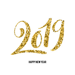 Happy New 2019 Year. Vector illustration with lettering composition