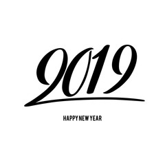 Happy New 2019 Year. Vector illustration with lettering composition