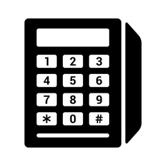 Credit card reader with magnetic stripe swipe and chip insert and number pad flat vector icon for apps and websites
