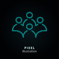 Conference - pixel icon. Vector Illustration on black background. It is easy to change to any color.