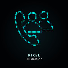 Conference - pixel icon. Vector Illustration on black background. It is easy to change to any color.
