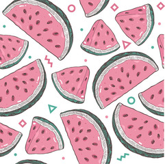 Watermeloen plakjes leuk naadloos patroon. Zomer achtergrond.