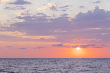 orange sunset on the beach. Background, texture