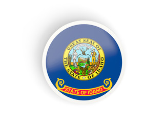 Round bended icon with flag of idaho. United states local flags