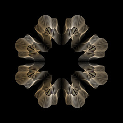 Gold line style guilloche flower rosette mandala.