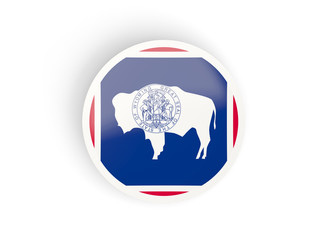 Round bended icon with flag of wyoming. United states local flags