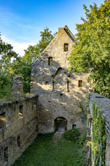 Fototapeta na wymiar wall of old cloister ruin in Disibodenberg, Odernheim