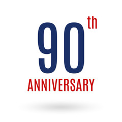 90 years anniversary logo. 90th anniversary celebration icon. Birthday, invitation, wedding, jubilee, company and business card design elements. Vector illustration.