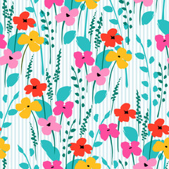 Fototapeta na wymiar Floral abstract seamless pattern. Vector design for different surfases.