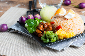 Fried rice with shrimp paste sauce  and sweet pork