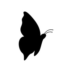black one butterfly silhouette vector on white background