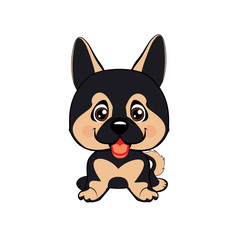 Kawaii funny puppy animal white muzzle with pink cheeks and winking eyes.