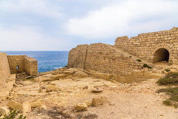 Kalkara, Malta. Ruins of fortifications on the beach