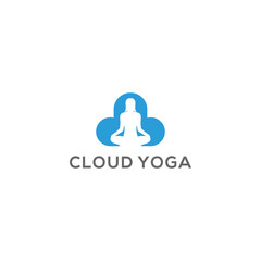 cloud yoga logo vector with concept style