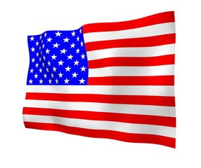 Waving flag of the United States of America. Stars and Stripes. State symbol of the USA. 3D illustration