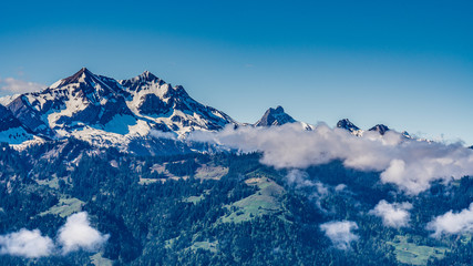 Fototapeta na wymiar Switzerland, Beatenberg Alps panoramic view 