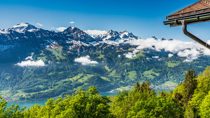 Switzerland, Beatenberg Alps panoramic view 