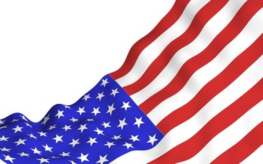 Obraz premium Waving flag of the United States of America. Stars and Stripes. State symbol of the USA. 3D illustration