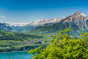 Fototapeta na wymiar Switzerland, Beatenberg Alps panoramic view 