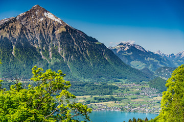 Switzerland, Beatenberg Alps panoramic view 