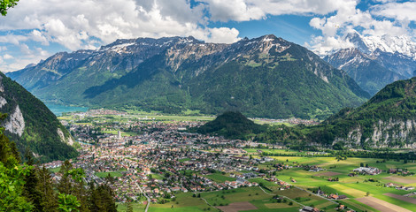 Switzerland, Interlaken panorama scenic view  - obrazy, fototapety, plakaty