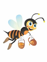 Cartoon bee collect honey