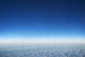 blue sky and cloudscape from high plane