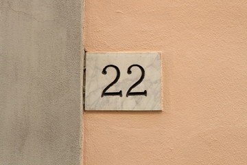 22 numero civico casa, ventidue concetto