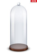 Glass dome. Platform for showing your product or idea. Long shape. Vector Illustration isolated on white background.