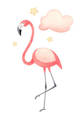 Watercolor illustration of a flamingo. Perfect for greeting card © Aleksandra Smirnova