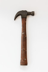 vintage old hammer on white background 