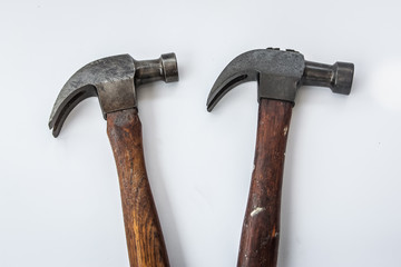 vintage steel head old hammer on white background 