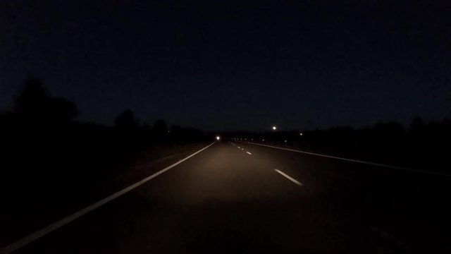 Driving on the motorway at night on Anglesey - Wales