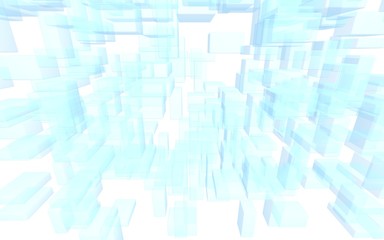 Obraz premium Blue and white abstract digital and technology background. The pattern with repeating rectangles. 3D illustration