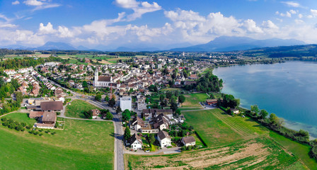 Sempach Luzern, Drohnenaufnahme, Luftaufnahme