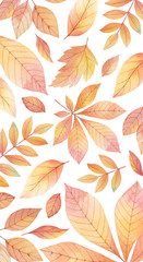 Watercolor autumn vector card template design of leaves and branches isolated on white background.