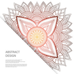 Naklejka premium Ornament color card with mandala. Vintage decorative elements. Hand drawn background. Abstract design