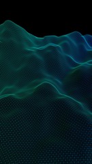 Abstract landscape background. Cyberspace grid. Hi-tech network. Vertical image orientation. 3D illustration