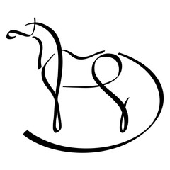 Line design template logotype of a horse.