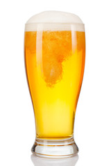 glass of beer isolated on white background.