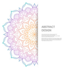 Ornament color card with mandala. Vintage decorative elements. Hand drawn background. Abstract design