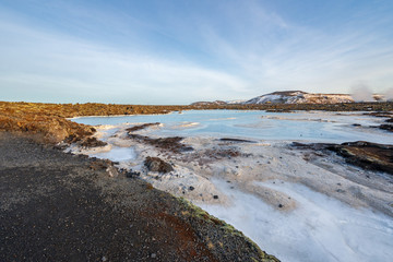 Iceland: landscape near blue lagoon thermal spa