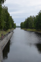 Fototapeta na wymiar Vaaksy canal, Asikkala, Finland. It connects Lake Vesijarvi to Lake Paijänne.