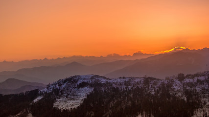 Sunrise in snowy winters.