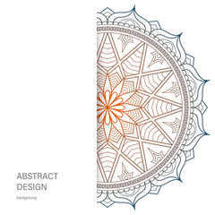 Ornament color card with mandala. Vintage decorative elements. Hand drawn background. Abstract design